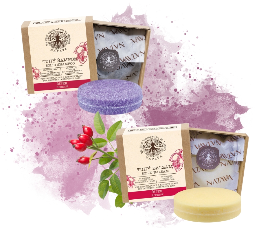 NATAVA Tuhý šampon a balzám na vlasy Šípek