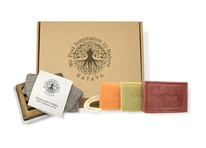 Dárkové balení mýdel NATAVA s mýdlenkou a mycí žínkou - Rakytník